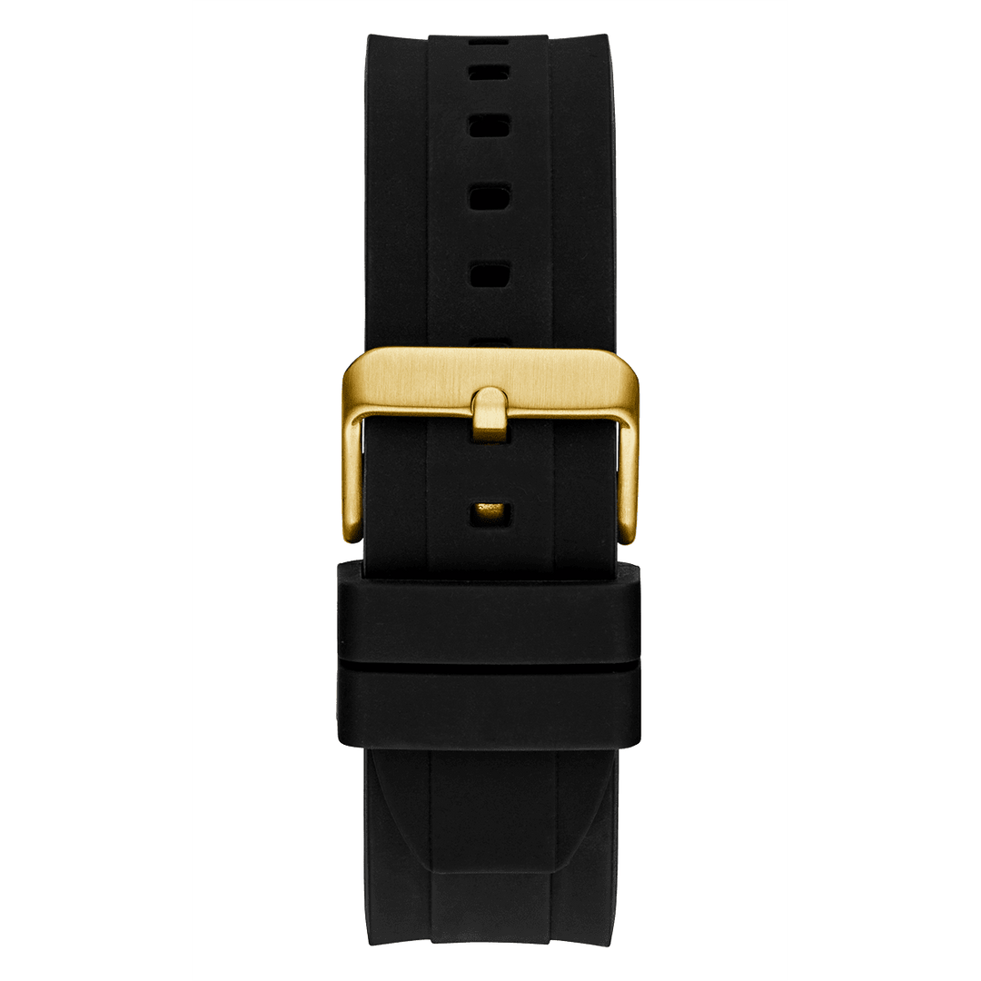 GUESS Mens Black Gold Tone Multi-Function Watch