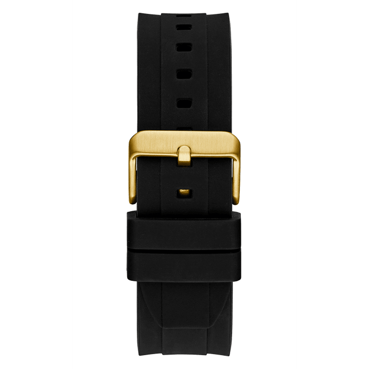 GUESS Mens Black Gold Tone Multi-Function Watch