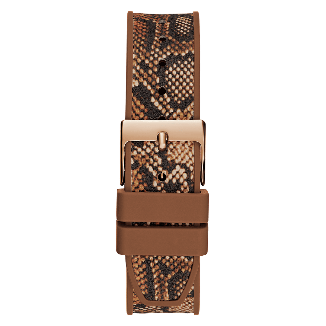 GUESS Ladies Brown Rose Gold Tone Multi-Function Watch