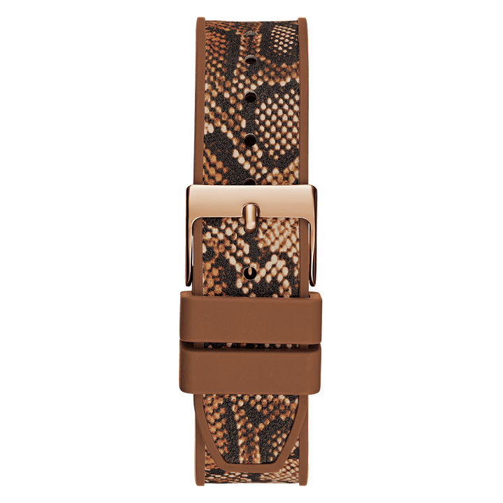GUESS Ladies Brown Rose Gold Tone Multi-Function Watch