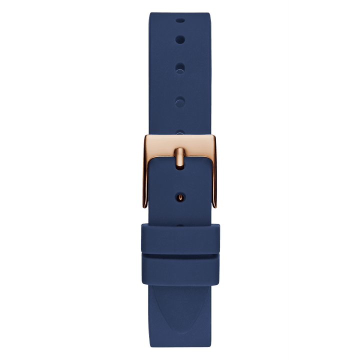 GUESS Ladies Blue Rose Gold Tone Analog Watch