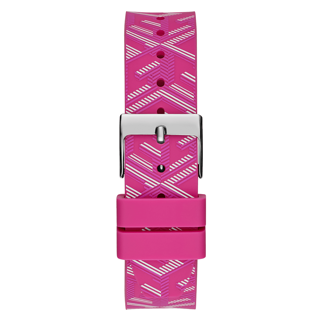 GUESS Ladies Pink Silver Tone Analog Watch