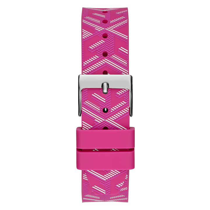 GUESS Ladies Pink Silver Tone Analog Watch