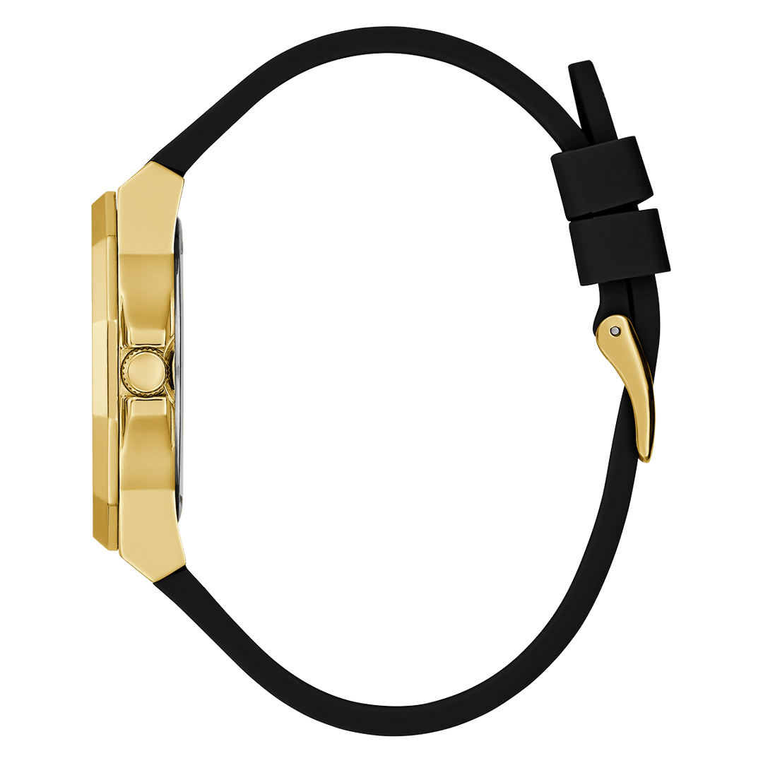 GUESS Ladies Black Gold Tone Analog Watch