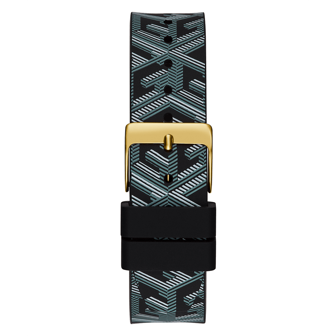 GUESS Ladies Black Gold Tone Analog Watch