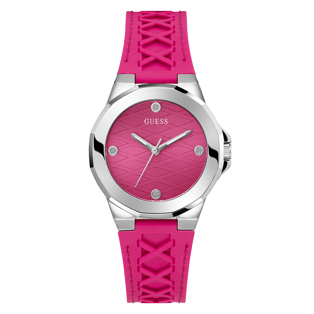 GUESS Ladies Pink Silver Analog Watch