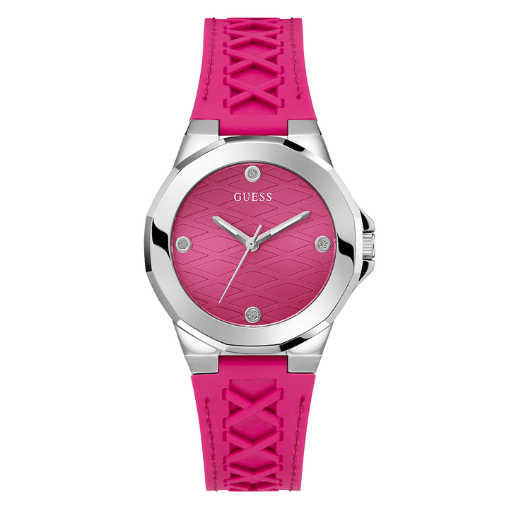 GUESS Ladies Pink Silver Analog Watch