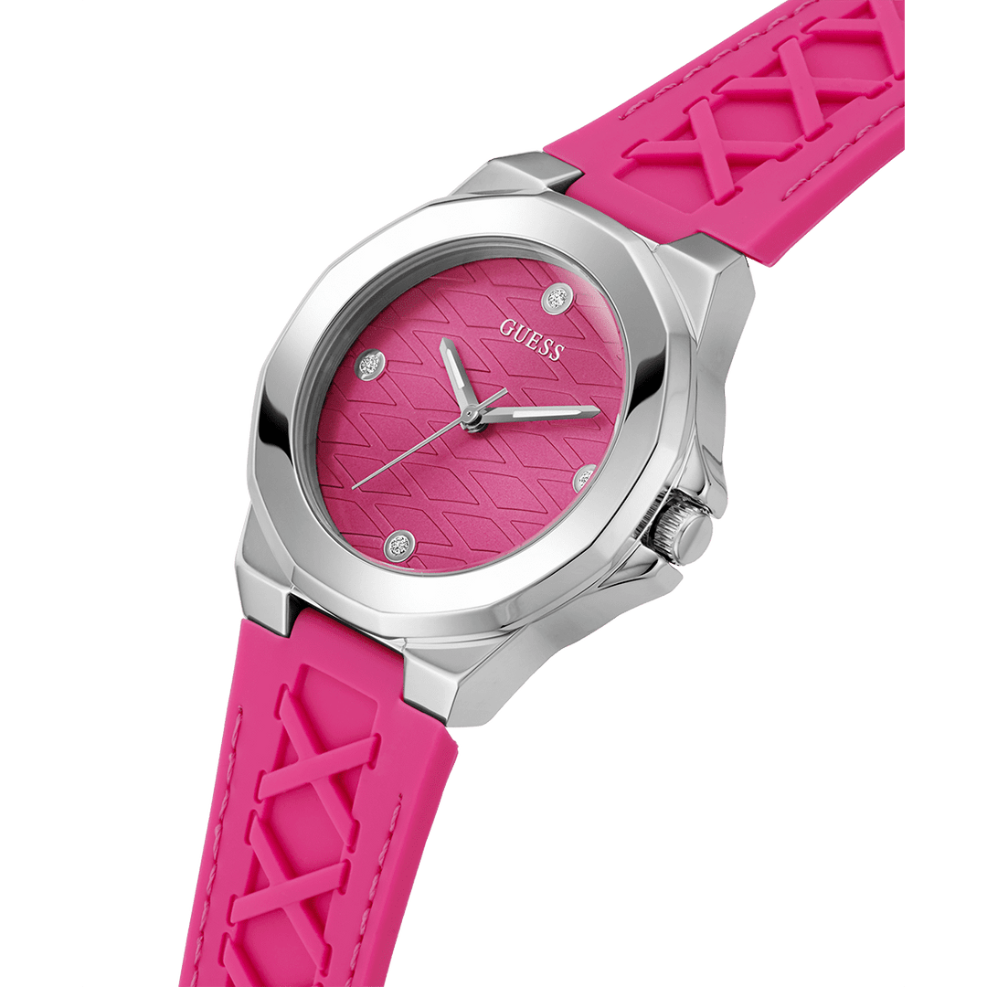 GUESS Ladies Pink Silver Analog Watch
