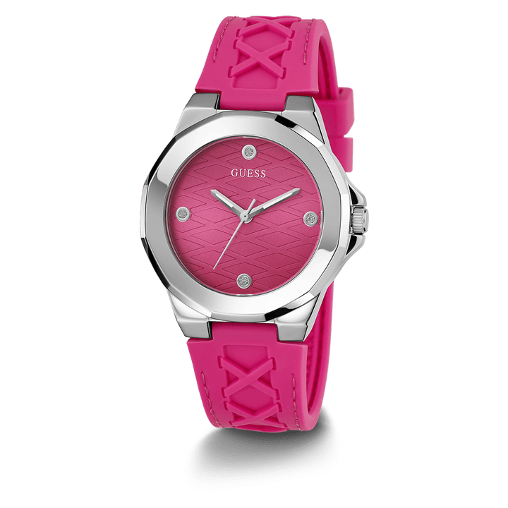 GUESS Ladies Pink Silver Analog Watch