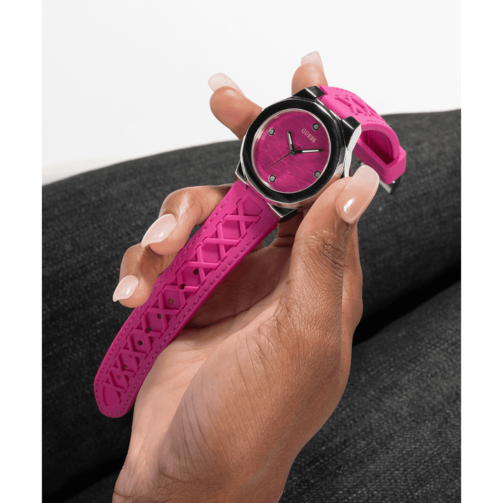 GUESS Ladies Pink Silver Analog Watch