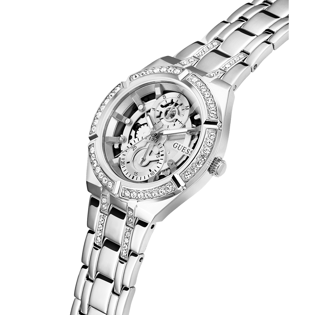 GUESS Ladies Silver Tone Multi-Function Watch