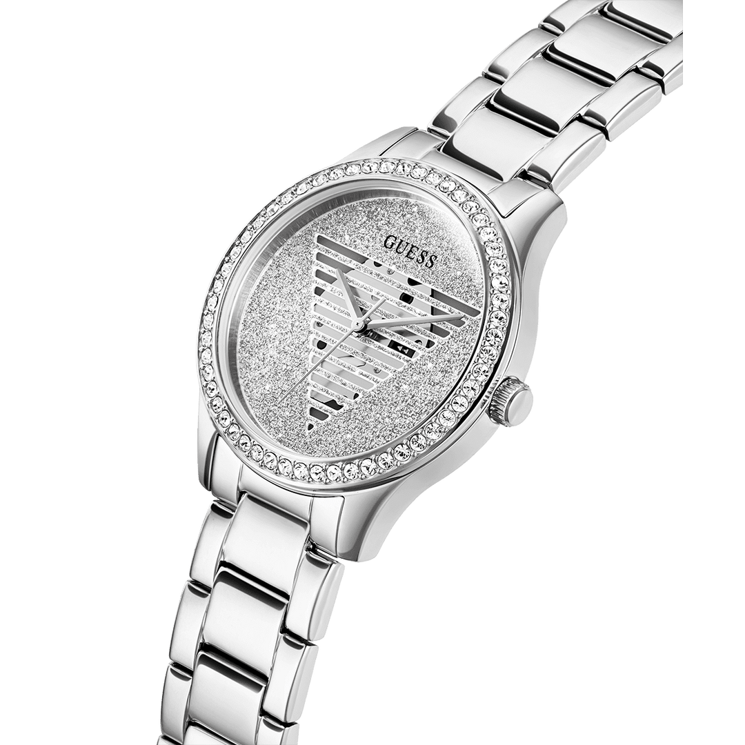 GUESS Ladies Silver Tone Analog Watch