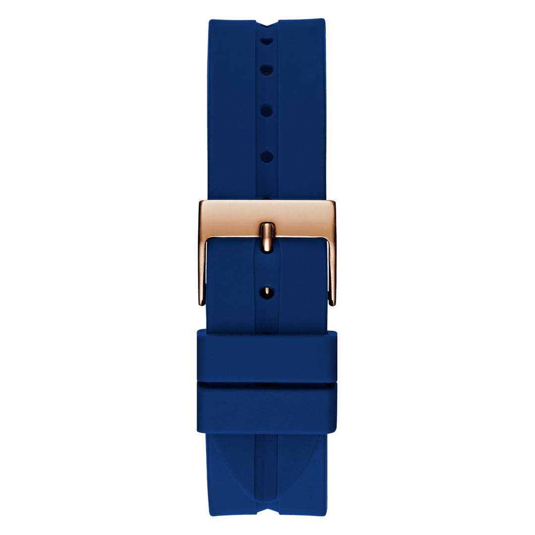 GUESS Ladies Blue Rose Gold Tone Multi-Function Watch