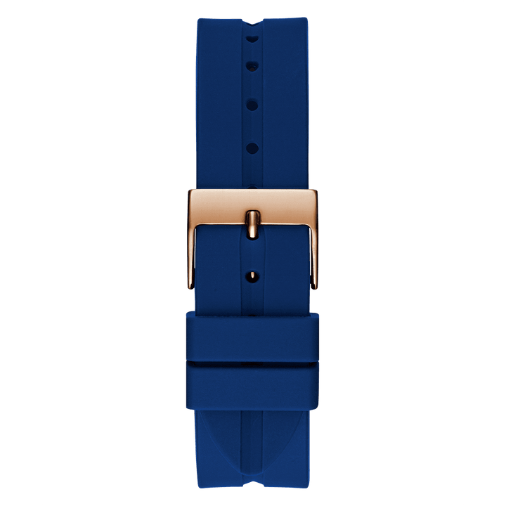 GUESS Ladies Blue Rose Gold Tone Multi-Function Watch