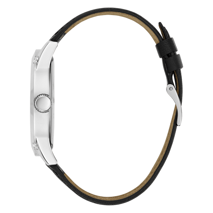 GUESS Mens Black Silver Analog Watch