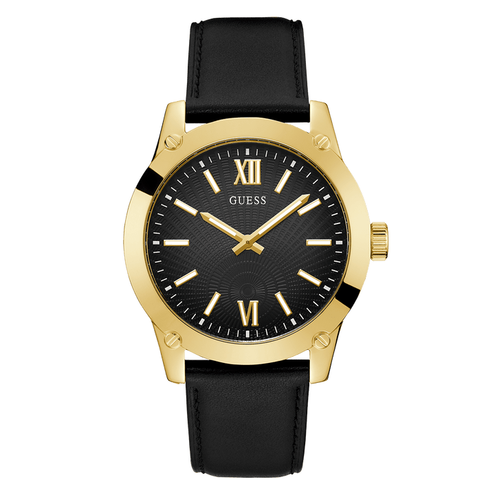 GUESS Mens Black Gold Analog Watch