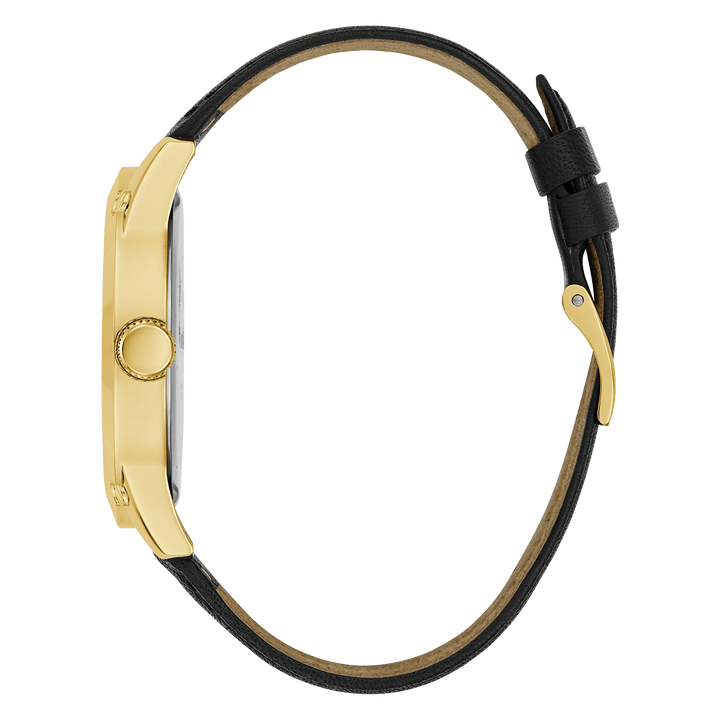 GUESS Mens Black Gold Analog Watch