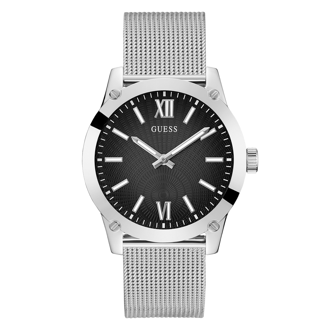 GUESS Mens Silver Tone Analog Watch