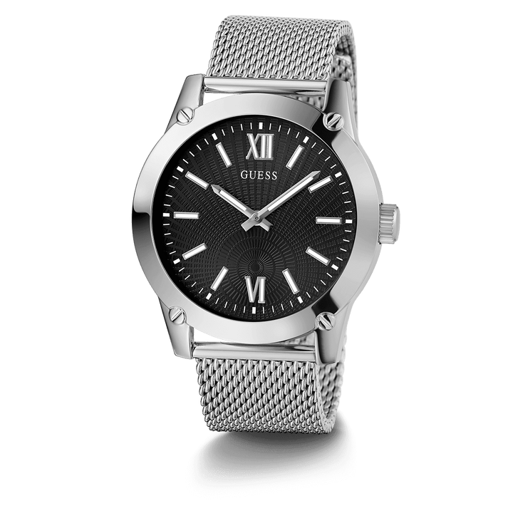 GUESS Mens Silver Tone Analog Watch