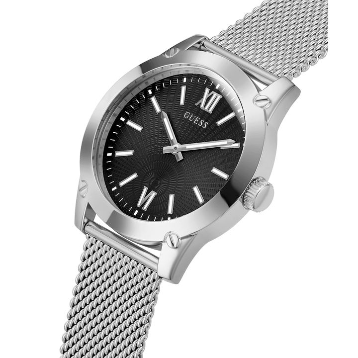 GUESS Mens Silver Tone Analog Watch