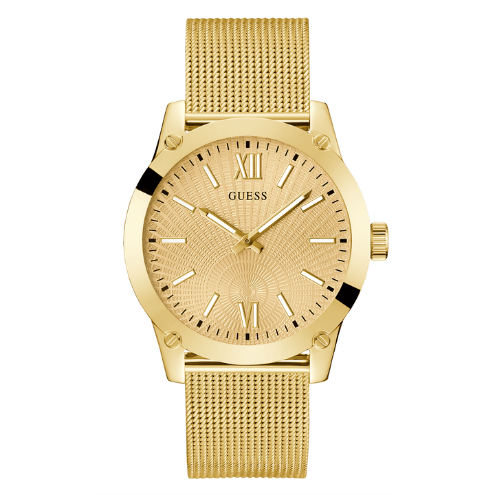 GUESS Mens Gold Tone Analog Watch