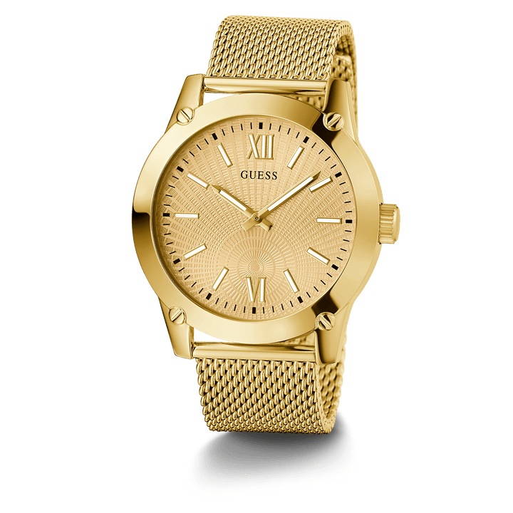 GUESS Mens Gold Tone Analog Watch