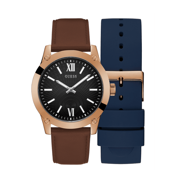 GUESS Mens Rose Gold Tone Analog Watch Box Set