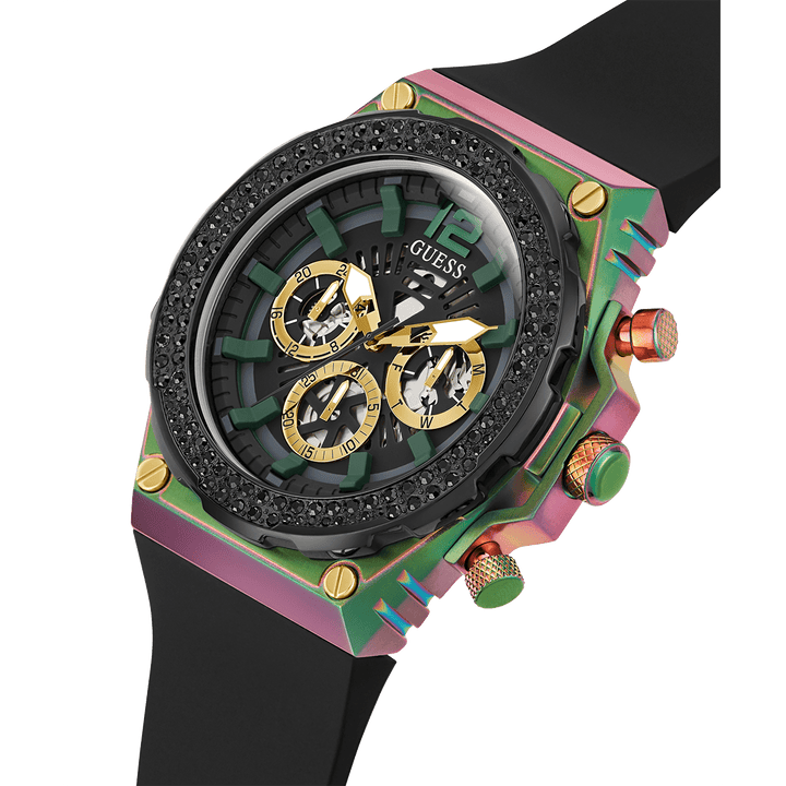 GUESS Mens Black 2-Tone Multi-Function Watch