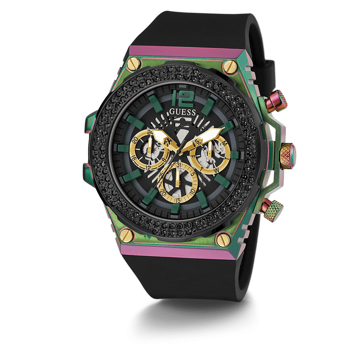 GUESS Mens Black 2-Tone Multi-Function Watch