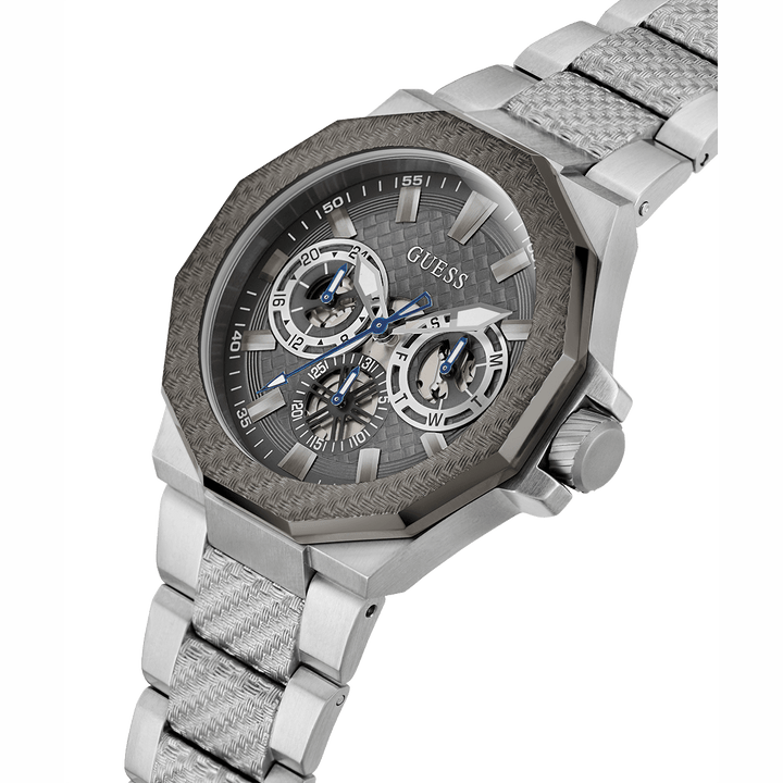 GUESS Mens Silver Tone 2-Tone Multi-Function Watch