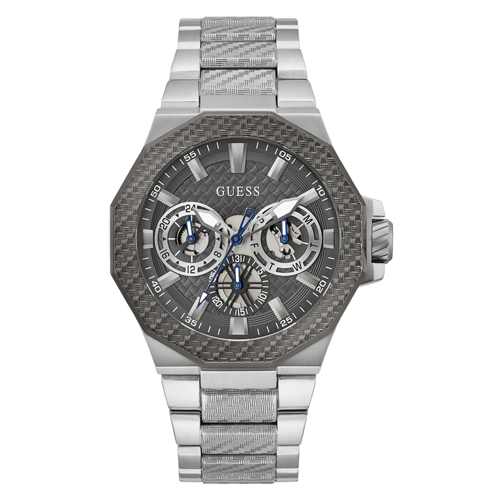 GUESS Mens Silver Tone 2-Tone Multi-Function Watch