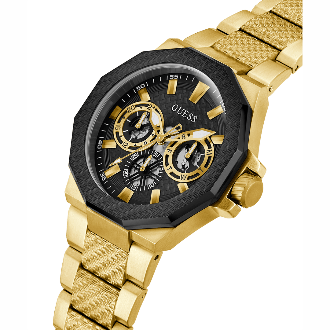 GUESS Mens Gold Tone 2-Tone Multi-Function Watch