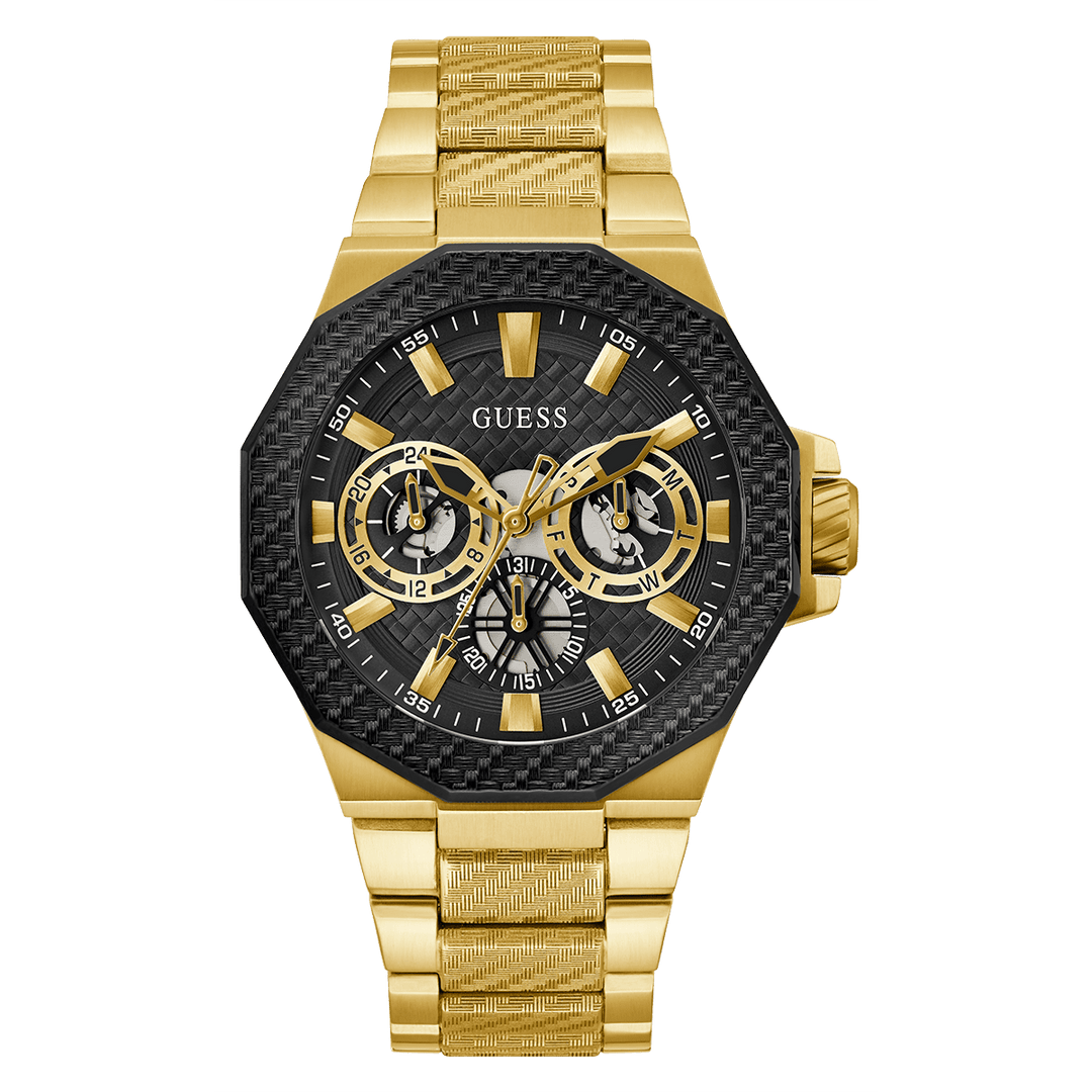 GUESS Mens Gold Tone 2-Tone Multi-Function Watch