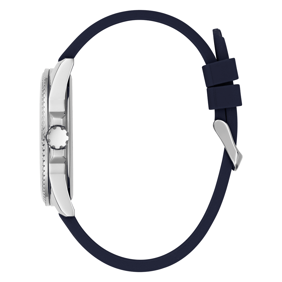 GUESS Mens Navy Silver Tone Analog Watch