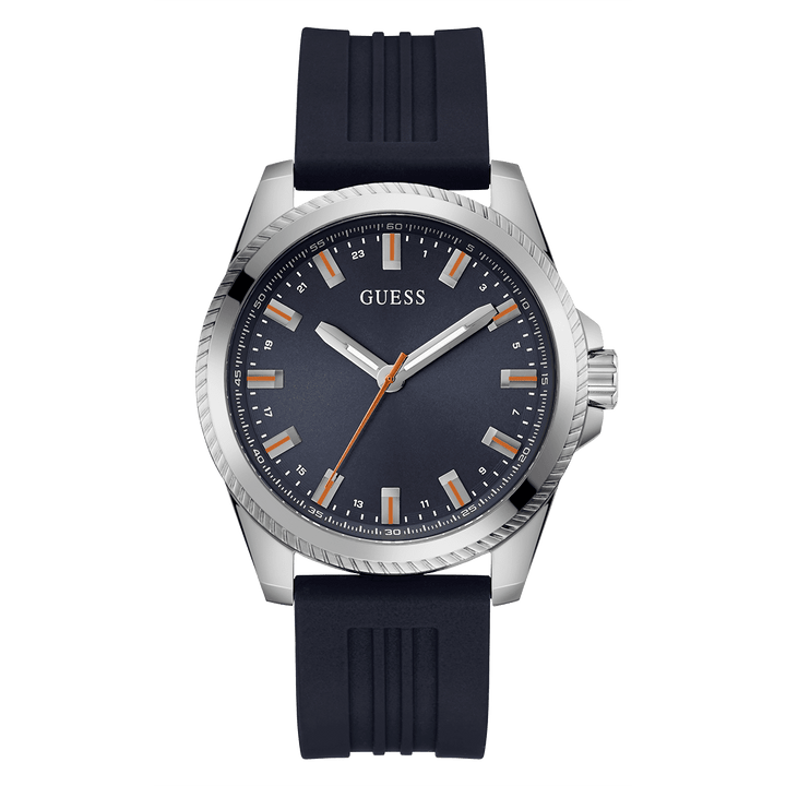 GUESS Mens Navy Silver Tone Analog Watch