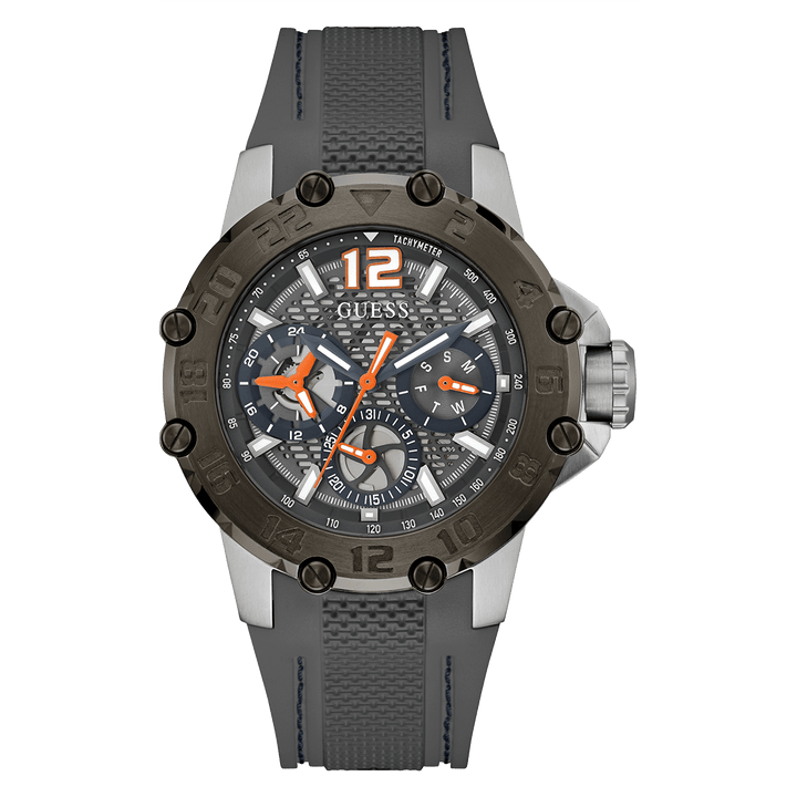 GUESS Mens Grey 2-Tone Multi-Function Watch