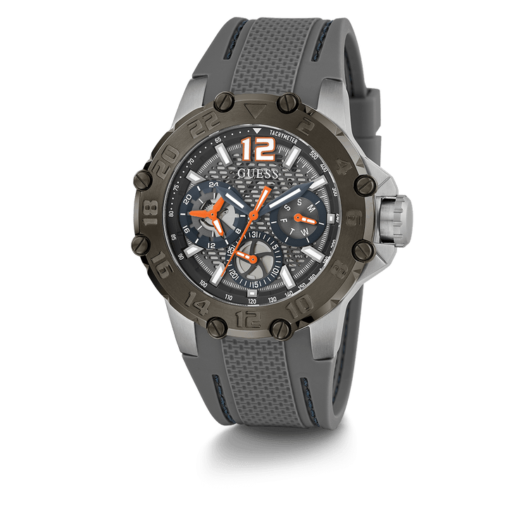 GUESS Mens Grey 2-Tone Multi-Function Watch