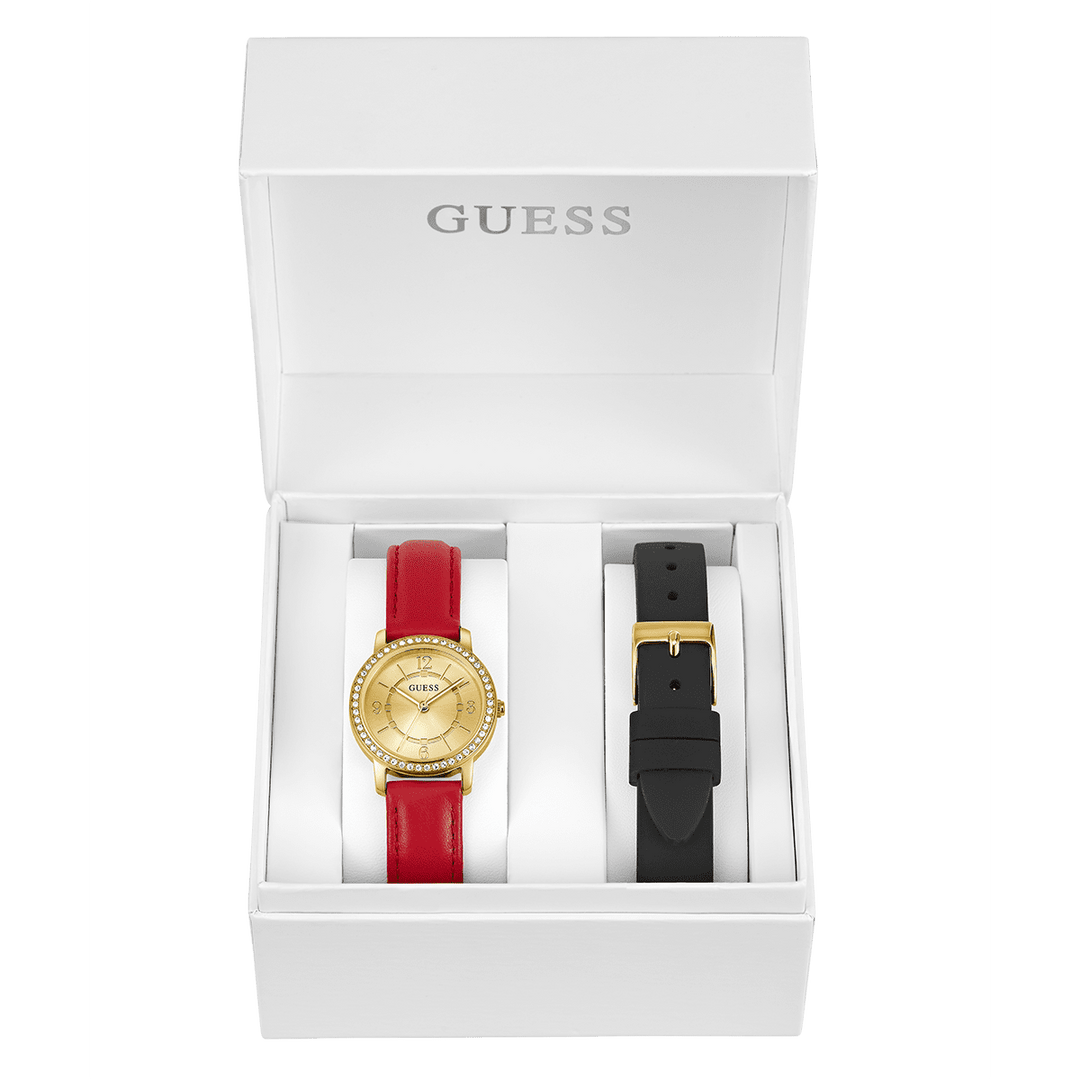 GUESS Ladies Gold Tone Analog Watch Box Set
