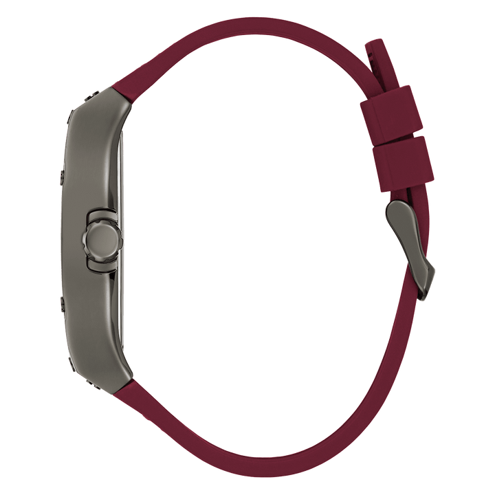 GUESS Mens Red Gunmetal Multi-Function Watch