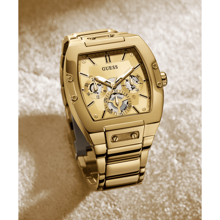 GUESS Mens Gold Tone Multi-Function Watch