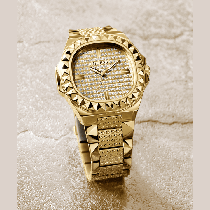 GUESS Mens Gold Tone Analog Watch