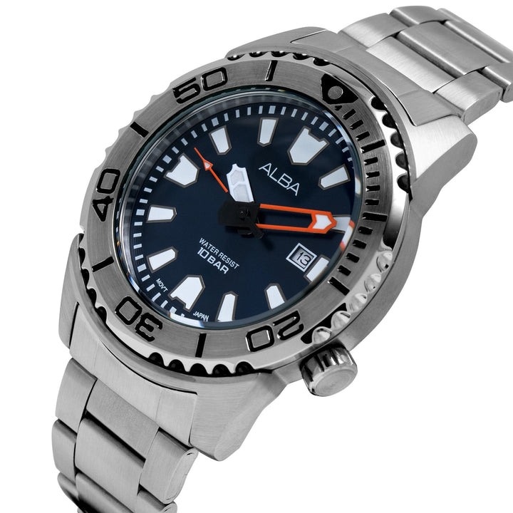 AG8M07X1 Blue Dial Watch With 2 Way Rotating Bezel