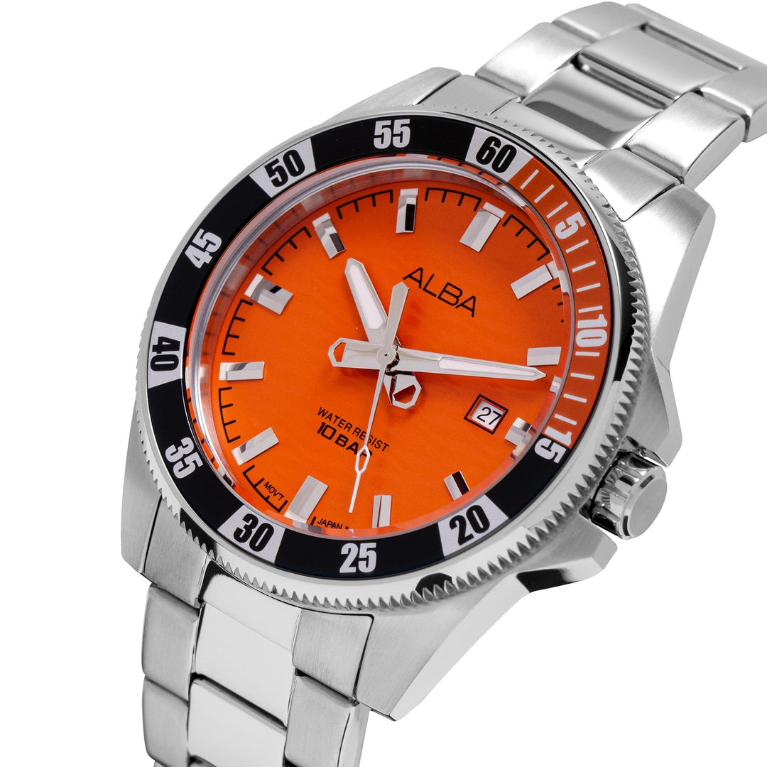 AG8L93X1 Bright Orange Ripple Dial watch