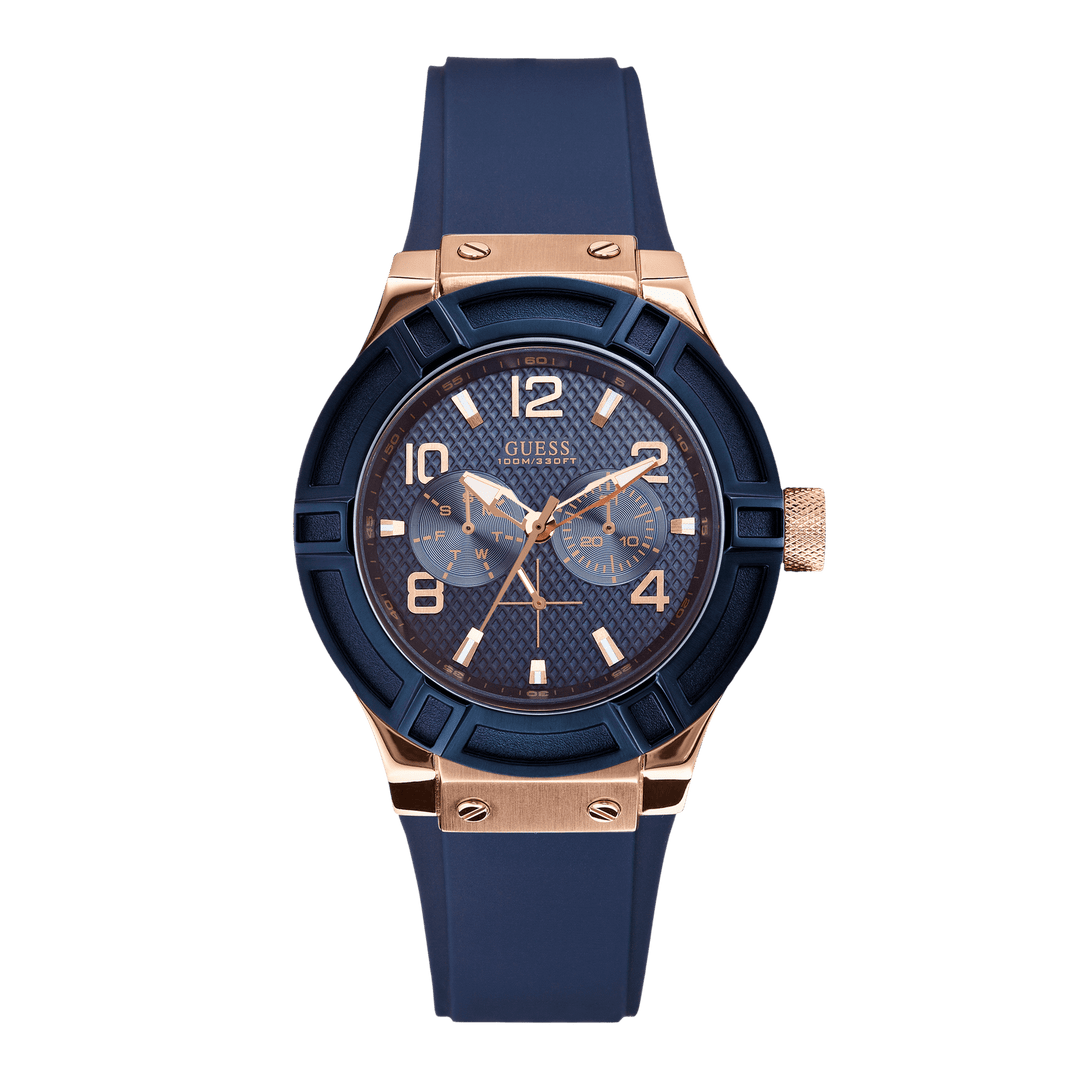 GUESS Ladies Blue Rose Gold Tone/Blue Multi-Function Watch