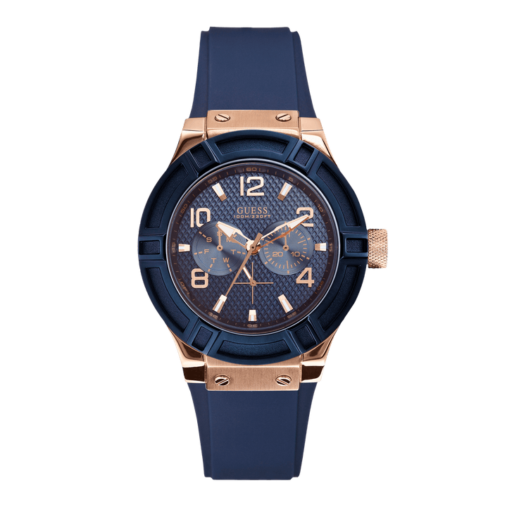 GUESS Ladies Blue Rose Gold Tone/Blue Multi-Function Watch