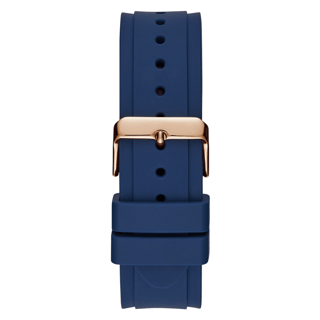 GUESS Mens Blue Rose Gold Tone Multi-Function Watch