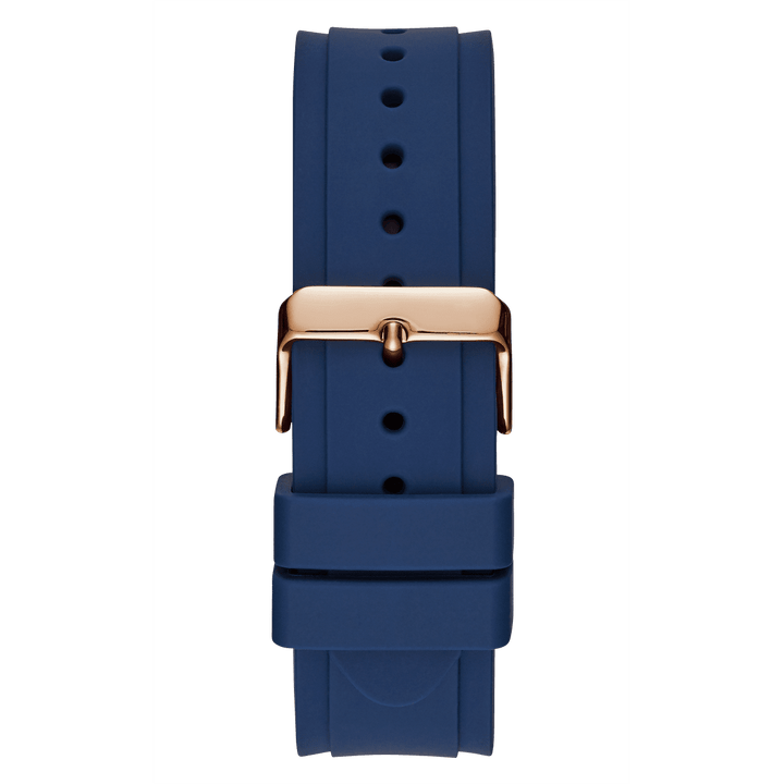 GUESS Mens Blue Rose Gold Tone Multi-Function Watch