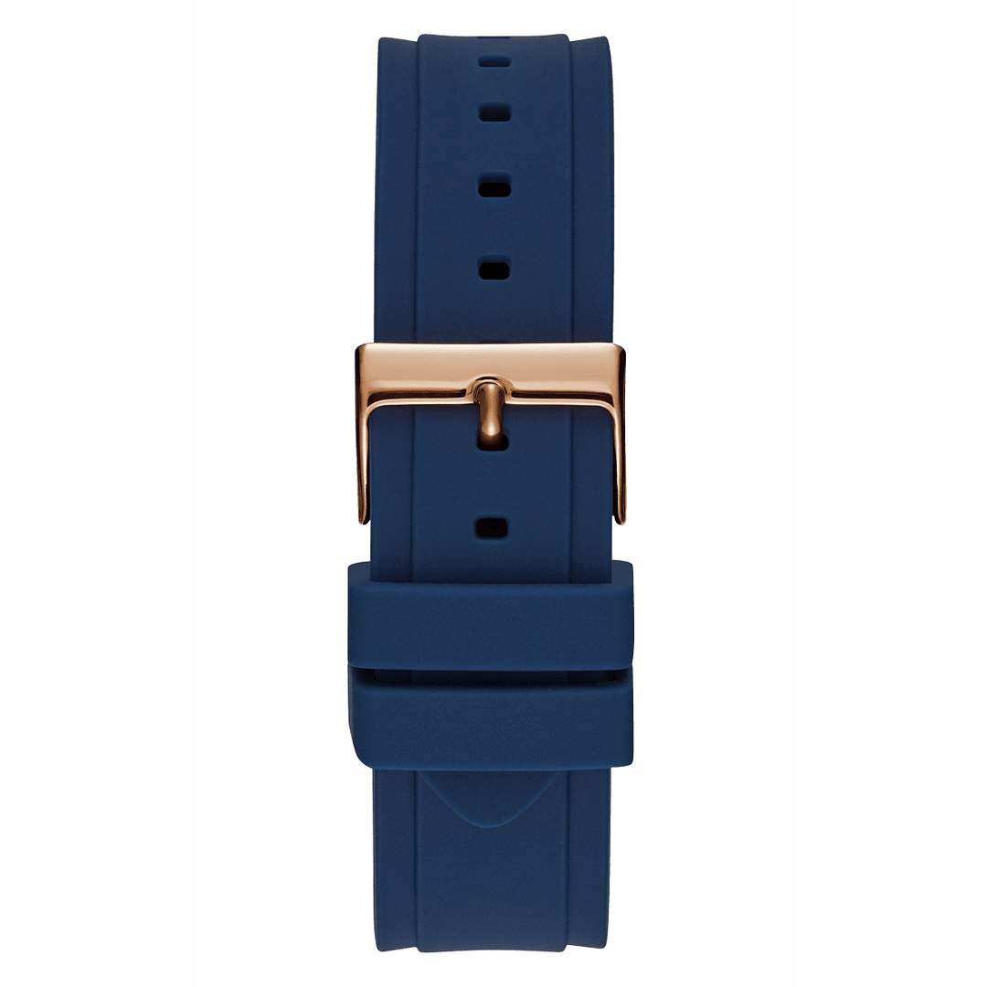 GUESS Ladies Blue Rose Gold Tone Multi-Function Watch