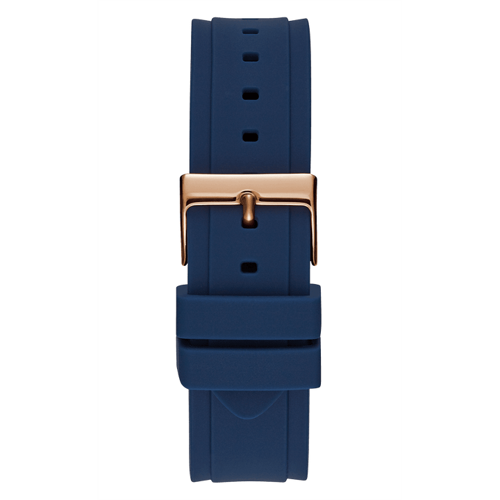 GUESS Ladies Blue Rose Gold Tone Multi-Function Watch