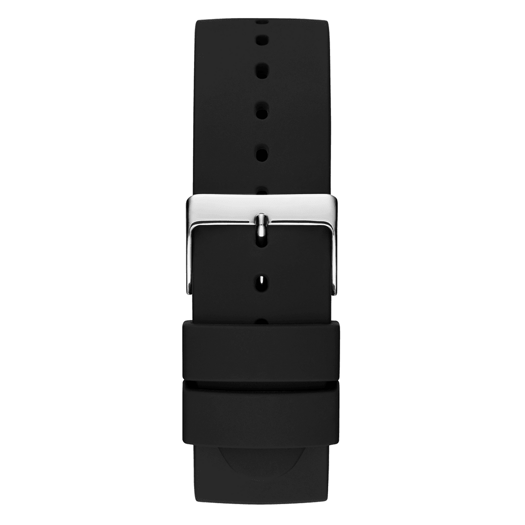 GUESS Mens Black Silver Tone Analog Watch